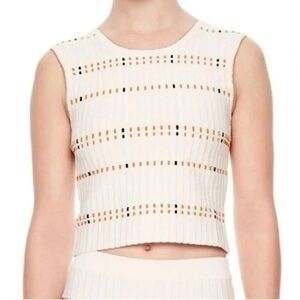 Sandro White and Tan Striped Crop Top